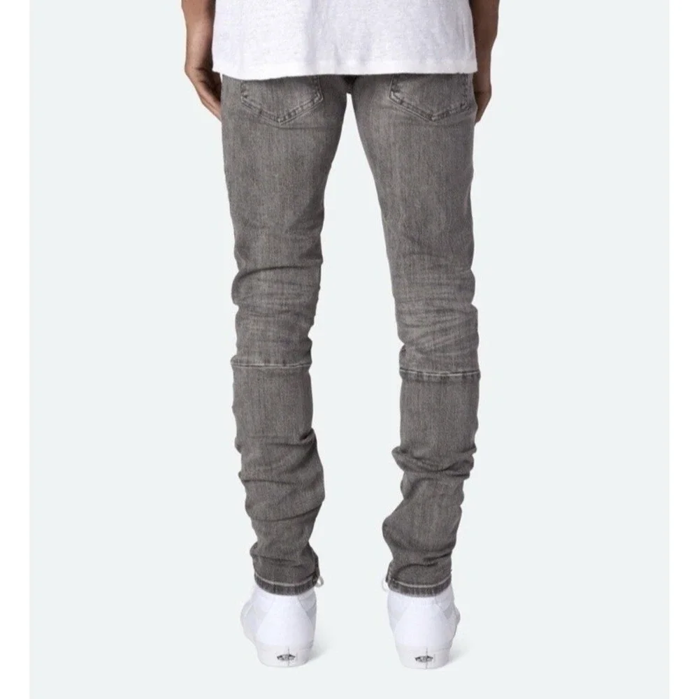 MNMl M56 Jeans Men's 33x34 Gray Slim Skinny Ankle Zipper Stretch Grunge Rock